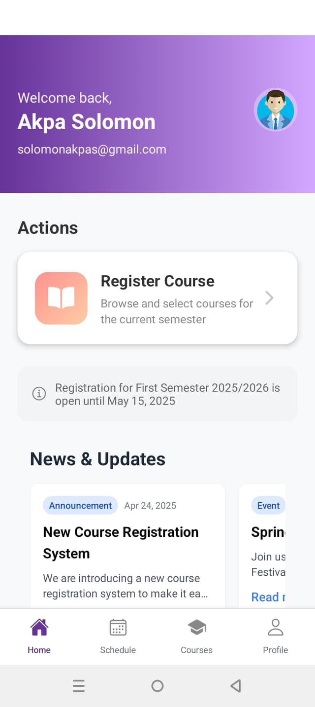 Student Course Registration screenshot 2